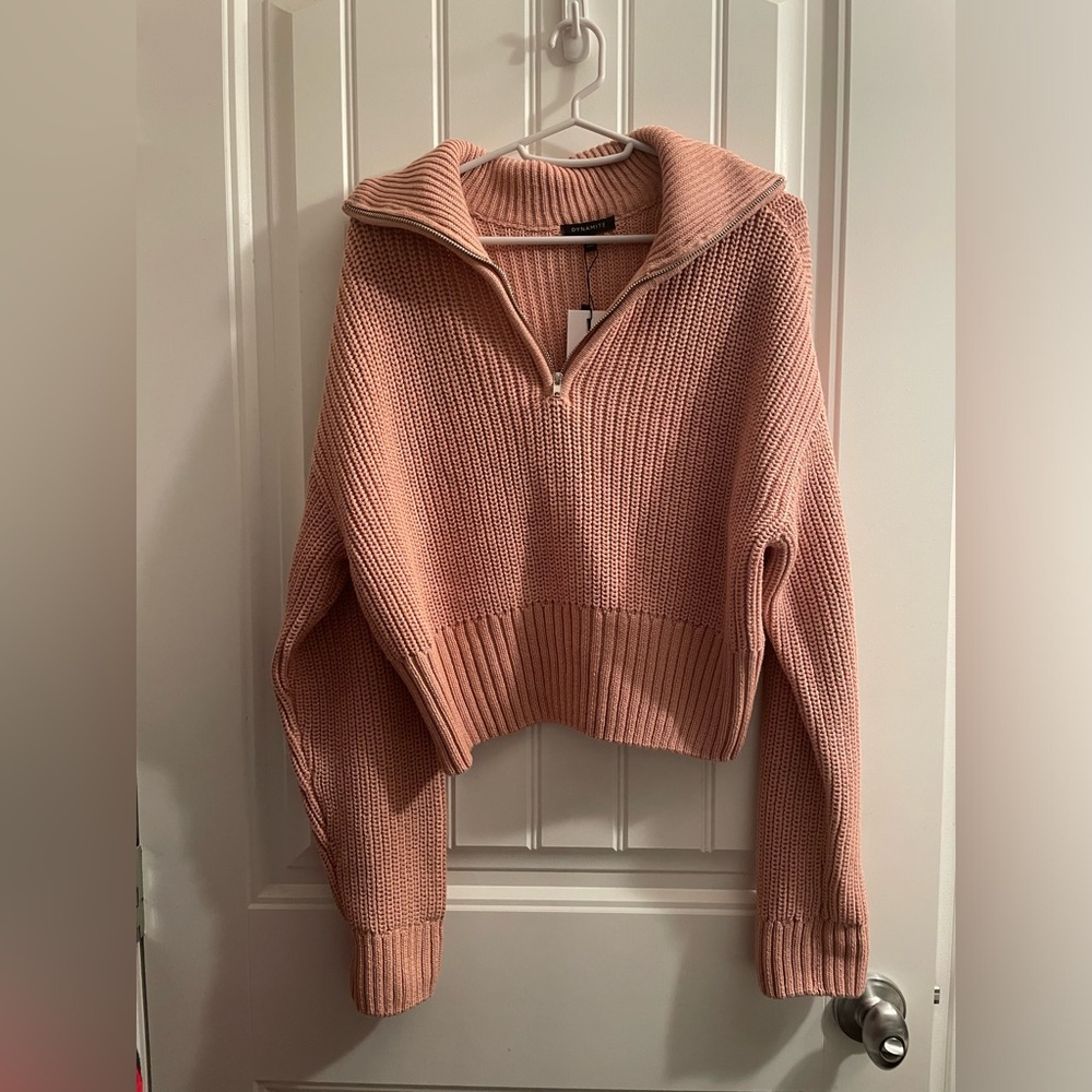 Dynamite Mock Neck Zip Sweater